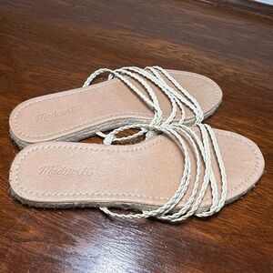 Madewell Kathryn Espadrille Slide Sandal Braided Leather Size 9 Cream
